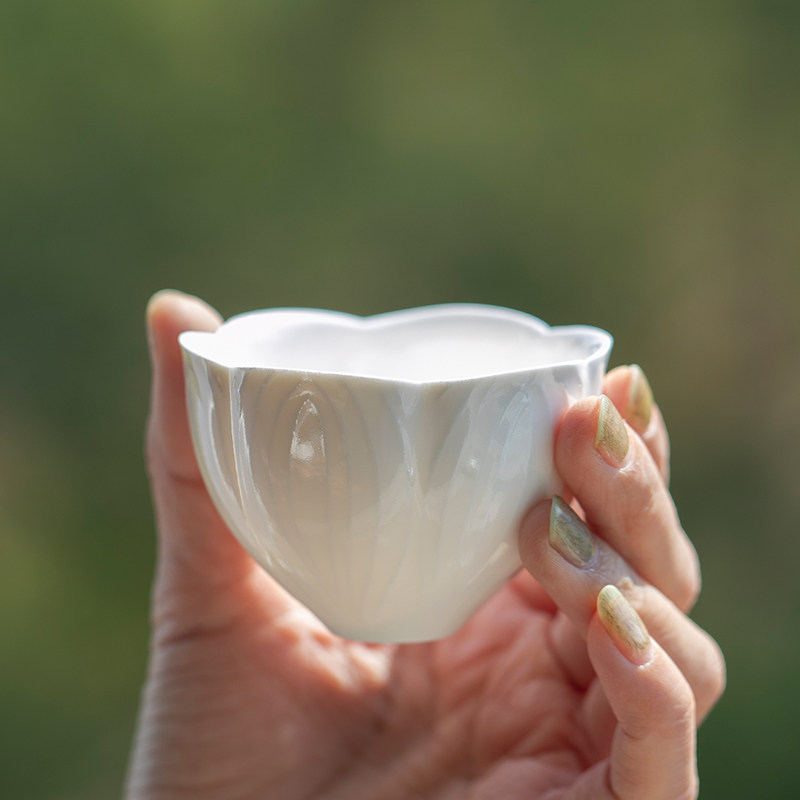 山水间莲花品茗杯月见花郁金香慈姑花朝颜花高温陶瓷茶杯茶器茶道