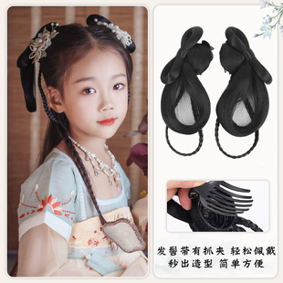 儿童古装汉服假发包抓夹蝴蝶结发髻古风可爱仙女日常百搭简单造型