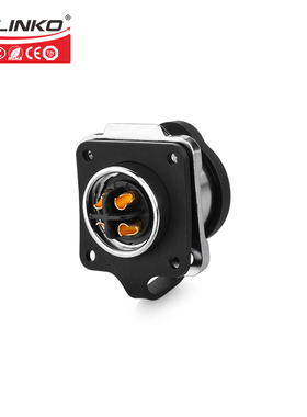 凌科LP-20黄色公头母座四孔装机箱面板2-12芯防水航空插头连接器