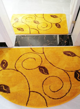 家用金黄色树叶地垫门垫卧室门口进门地毯浴室半圆形防滑脚垫机洗