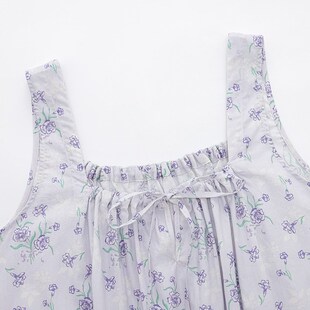 马克公主吊带睡裙女夏纯棉无袖背心睡衣梭织棉甜美碎花少女连衣裙