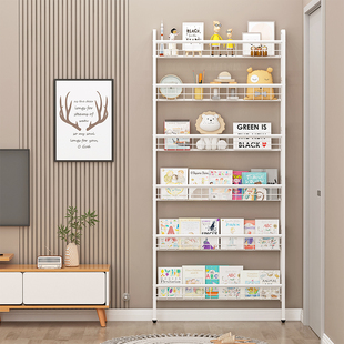 门后书架置物架壁挂式墙上铁艺超薄书柜钢制极窄夹缝收纳柜免打孔