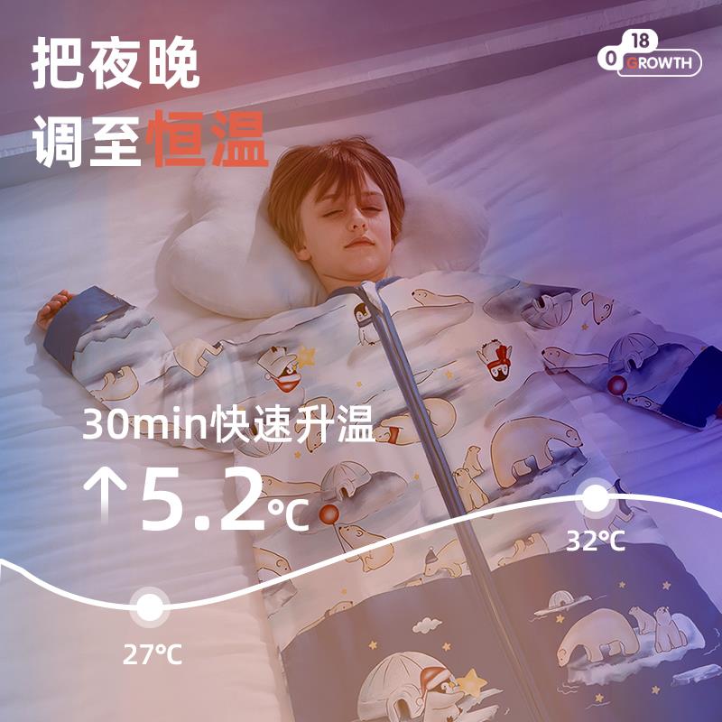 儿童睡袋春秋冬季冬款加厚恒温宝宝中大童小孩睡觉防踢被子神器