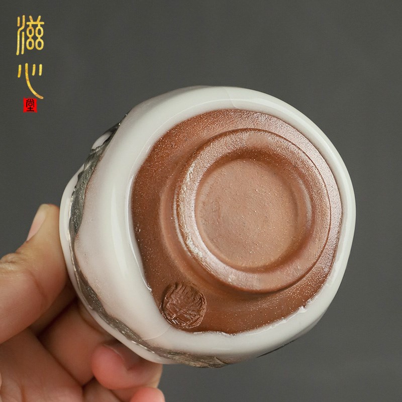 陶瓷志野烧主人杯复古高端单个柴烧粗陶品茗杯品茶杯高端诧寂