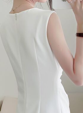 2021新款夏白色修身显瘦短款气质连衣裙晚宴年会小个子生日礼服女