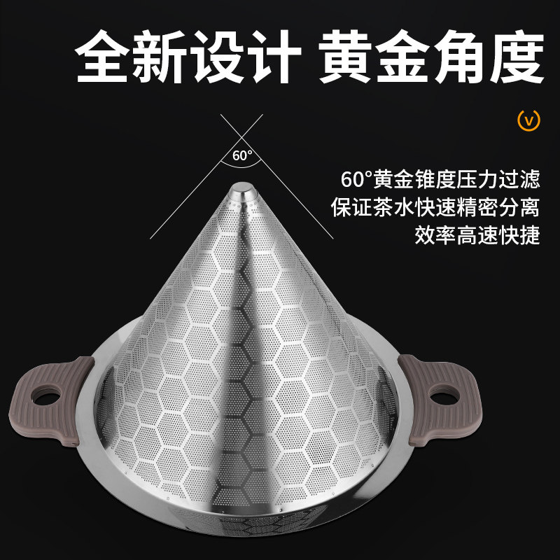 不锈钢奶茶桶双层大号过滤网器茶叶超细密锥形双耳漏斗咖啡店专用