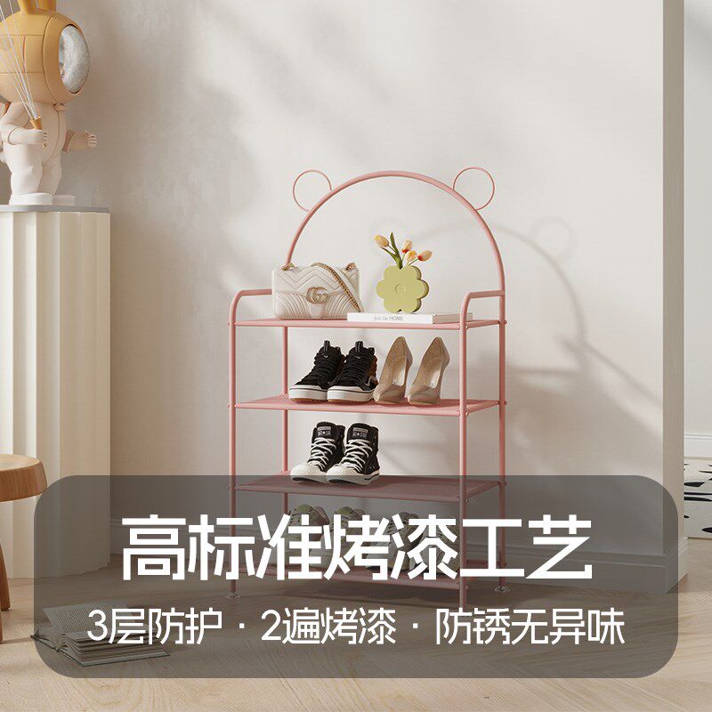 儿童鞋架新款粉色宝宝好看门口窄小放鞋架子家用多层走廊小型鞋柜