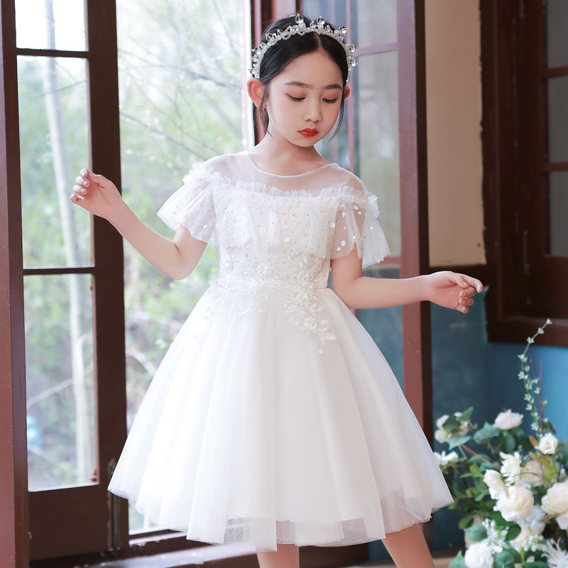 女童洋气连衣裙夏季2022新款儿童装裙子公主裙蓬蓬纱白色礼服夏装