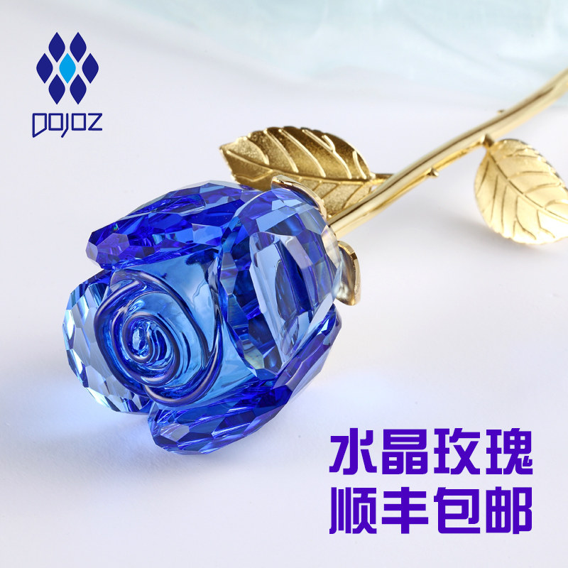 k9水晶玫瑰花摆件轻奢工艺礼品摆饰纪念日情人节教师节礼物送老师