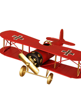 复古飞机模型工艺品小摆件玩具铁艺男孩房间男生儿童房卧室装饰品