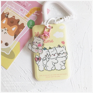 可爱卡通公交卡保护套少女小猫咪学生饭卡校园门卡套电话圈钥匙扣