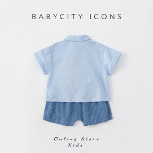 宝宝夏装套装2024新款1一3岁男童衬衫两件套小童短袖衣服洋气童装