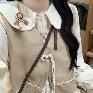 茶歇法式娃娃领连衣裙女秋两件套气质收腰甜美仙女温柔风初恋长裙