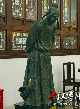 李商隐雕塑铸铜古代诗人坐像玻璃钢历史人物博物馆雕塑校园小品