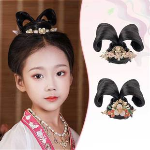 古装假发包宋制明制可爱女童古风造型头饰汉服假发儿童配饰套装