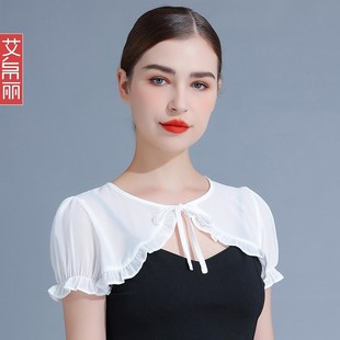 白色防晒衣女款夏季2025年新款短款系带外套薄款雪纺短袖衬衫上衣