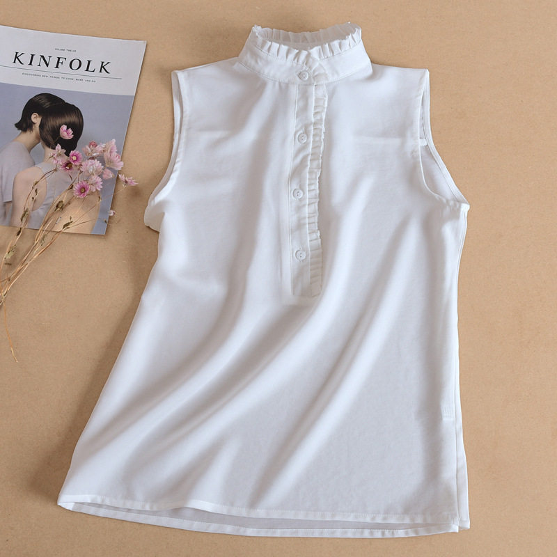 雪纺衫女夏季新款洋气小衫小清新甜美立领木耳边无袖衬衫内搭上衣,童装/婴儿装/亲子装,假领,淘宝优惠券,粉丝福利购,淘宝优惠卷