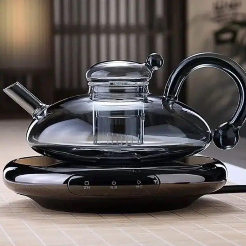 小坐黑晶炉茶壶玻璃茶具套组花茶家用水果加热煮茶高档鼠尾咖壶