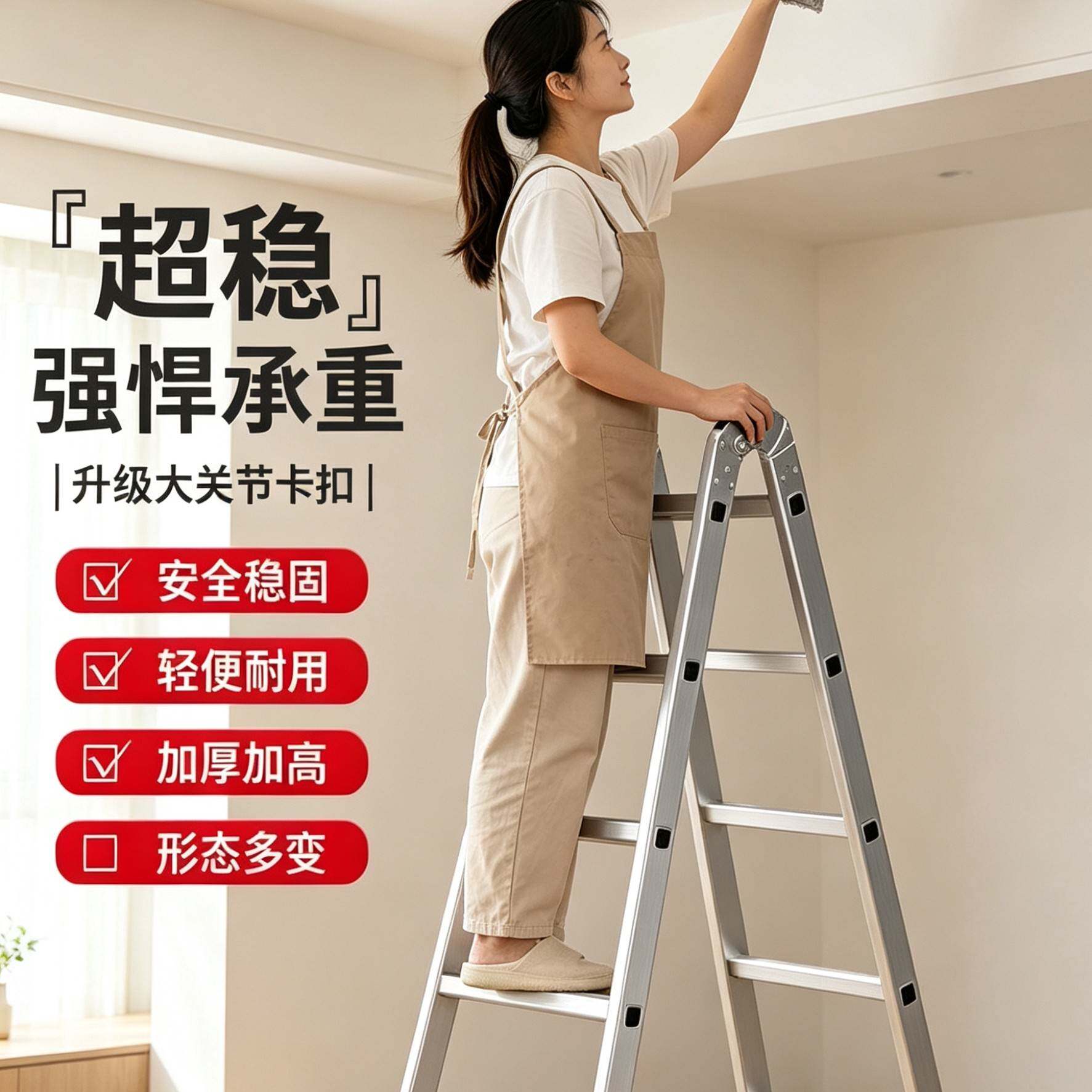 梯子人字梯加宽家用折叠工程多功能两用防滑冲压加厚两用室内楼梯