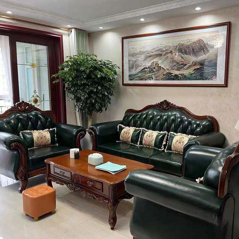 欧式真皮沙发123组合小户型客厅美式简约复古头层牛皮三人位沙发