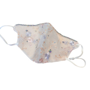 饰透气弹力面罩 蕾丝刺绣花朵口罩防尘网纱百搭镶钻装 2022夏季 新品