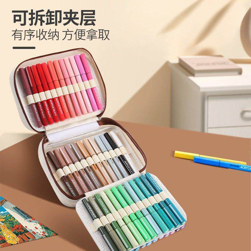 掌握直液式软头丙烯马克笔小学生美术专用不透色可叠色绘画水彩笔