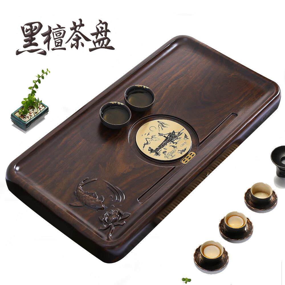 黑檀木茶盘实木整块原木茶盘家用现代简约客厅创意排水式茶台茶具