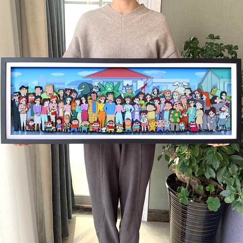 蜡笔小新 全家福装饰画kala home原创立体画客厅 装饰桌搭礼物