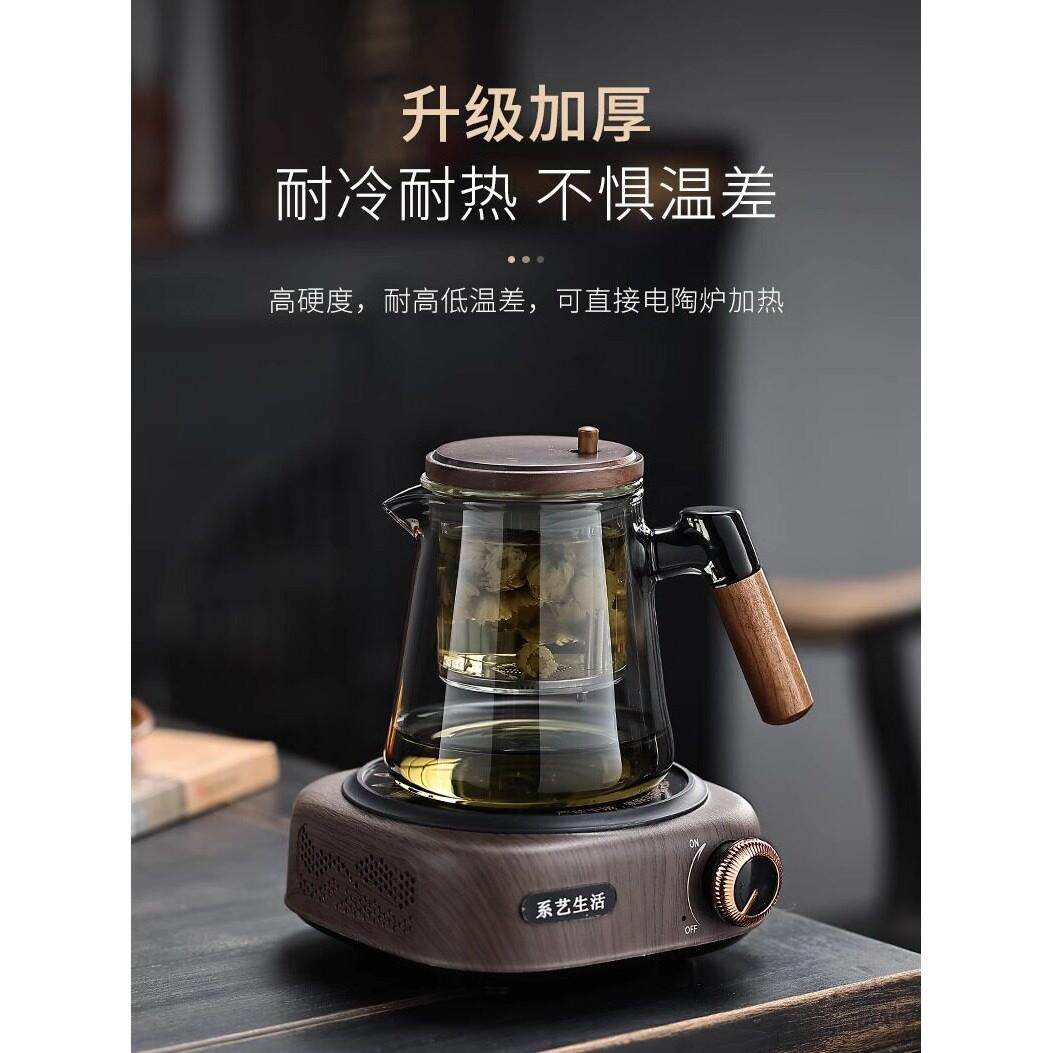 美国康宁系艺办公室玻璃飘逸杯一键茶水分离耐高温泡茶壶高端茶具