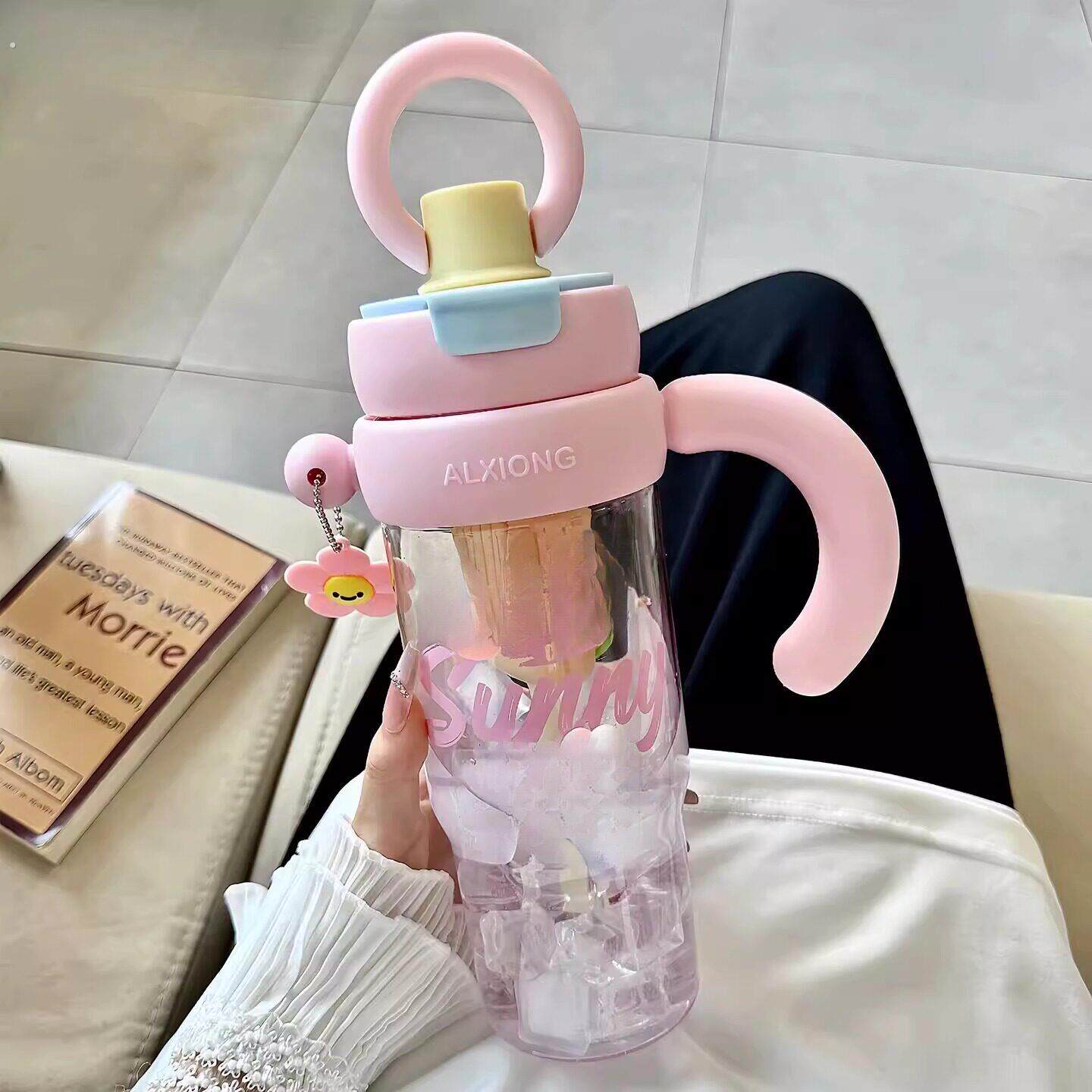 塑料大水杯子大容量女生高颜值吸管杯夏天巨无霸办公室泡茶杯水壶