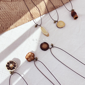 民族风项链中药干果创意吊坠 红腾枳实黄芪片石榴花植物 手作配饰