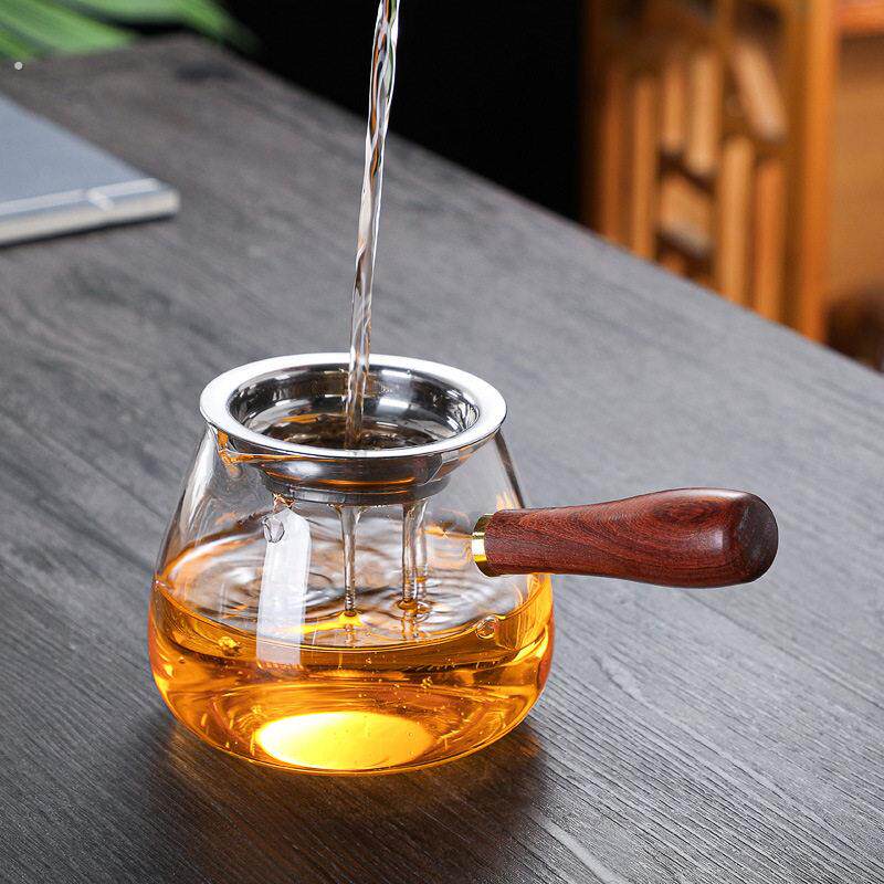 特厚木把玻璃公道杯茶漏一体茶器功道分茶杯茶海茶壶加厚耐热侧把