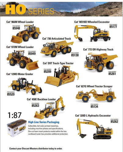 DM 1:87 Cat 卡特工程车挖掘机卡车平地机HO比例模型摆件礼品收藏