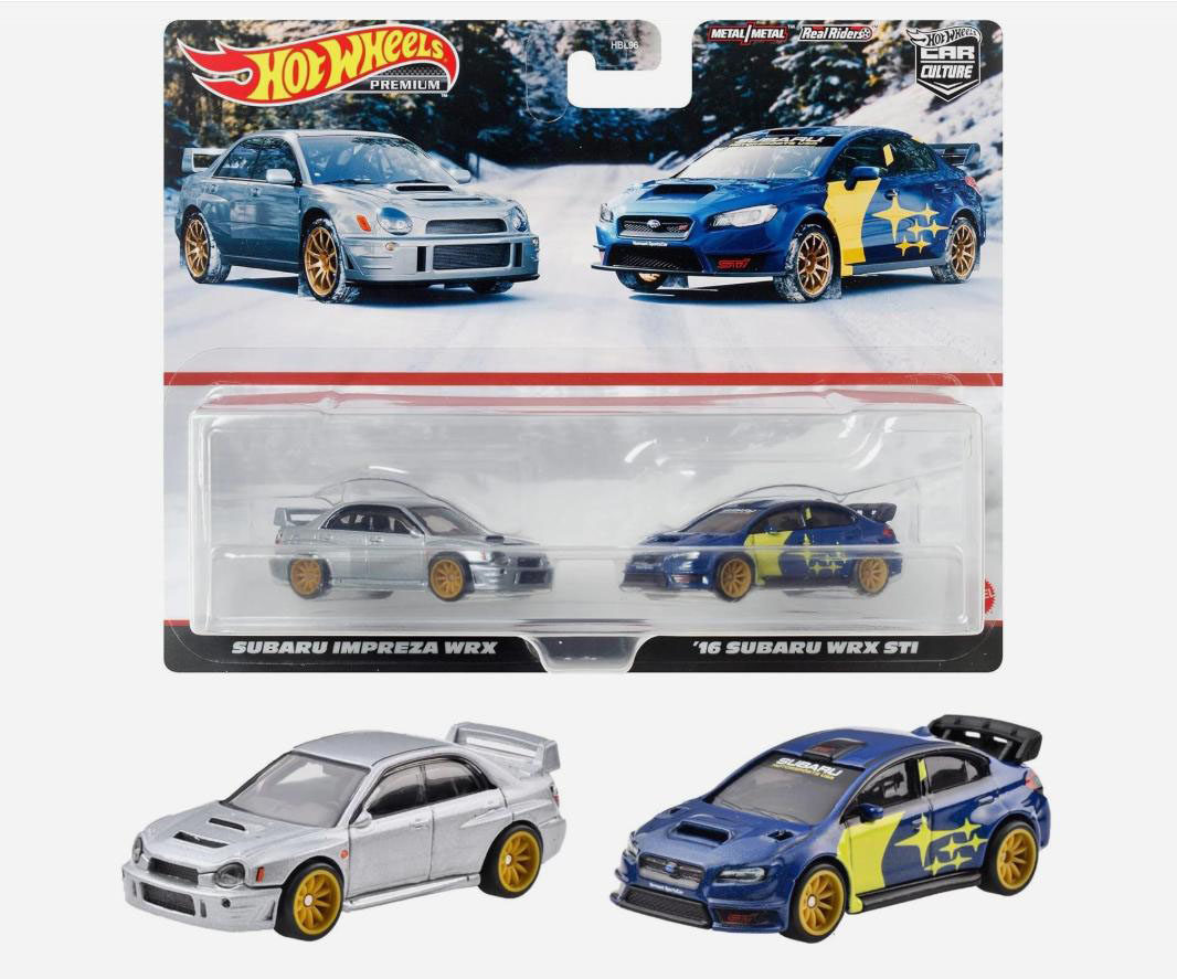 风火轮Premium 1/64 斯巴鲁翼豹双车套装 合金仿真玩具车收藏摆件