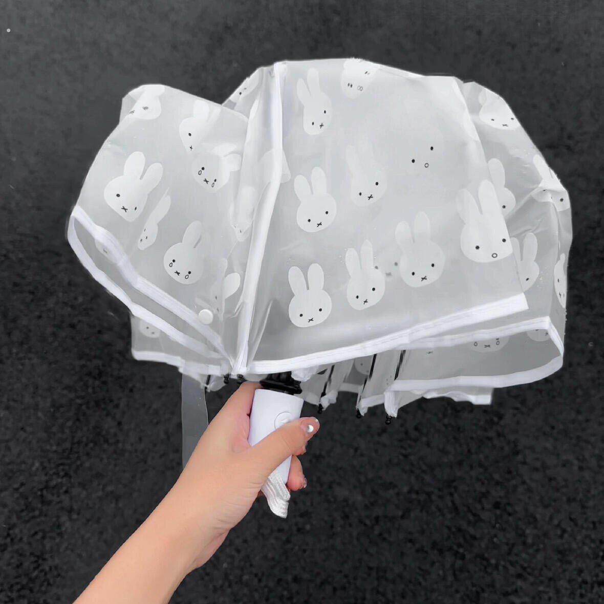 可爱兔雨伞防晒伞晴雨两用女结实抗风雨伞加固自动高颜值透明伞