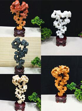 超值中式太湖石精品奇石摆件天然灵璧石观光石原石头送座收藏镇宅