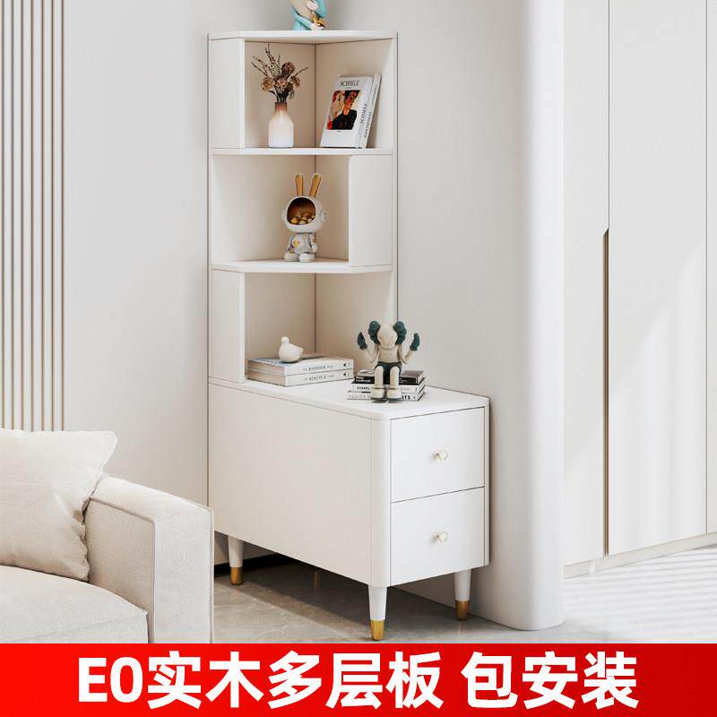 实木沙发旁边柜墙角置物柜客厅家用边几侧边柜角落收纳书柜置物架