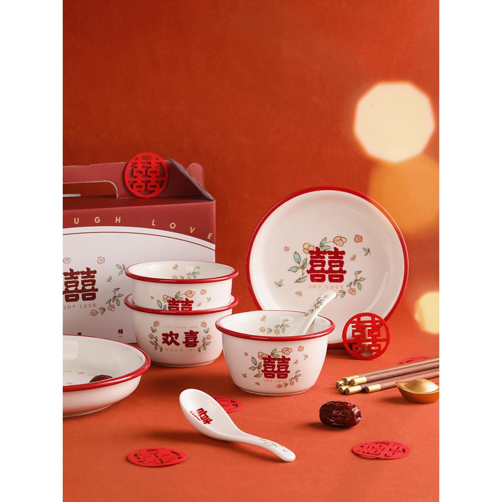 采购产品蓝莲花礼盒与婚礼的话,碗和筷子,婚礼盘子,红碗,婚礼