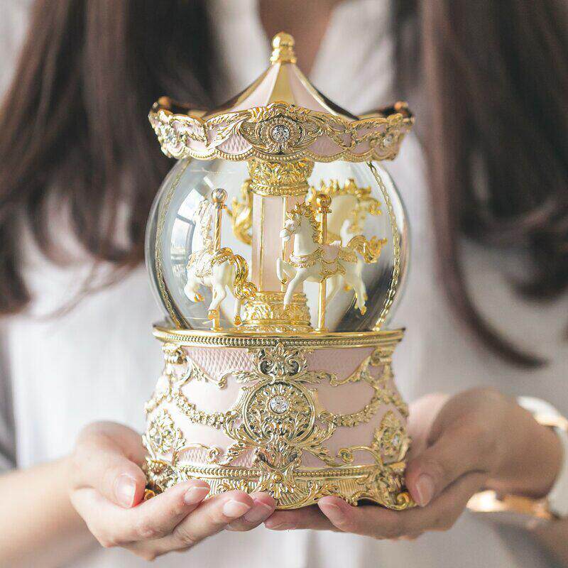 JARLL赞尔旋转木马水晶球音乐盒八音盒送女孩爱人61儿童生日礼物