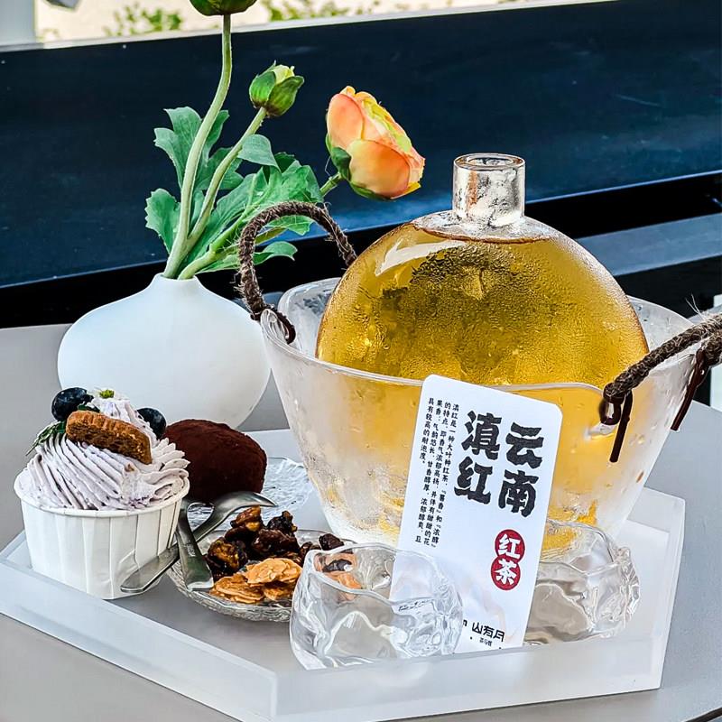 网红西柚柠檬水壶高硼硅玻璃花茶壶云南贵州菜冷饮壶特色火锅餐具