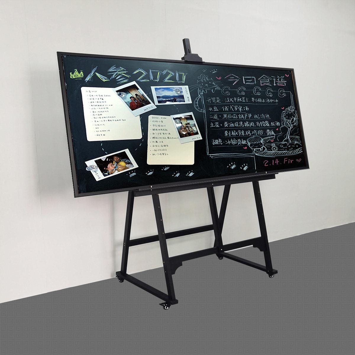 黑色移动支架立式吸磁黑板黑木框办公教学儿童涂鸦展示黑板报板粉