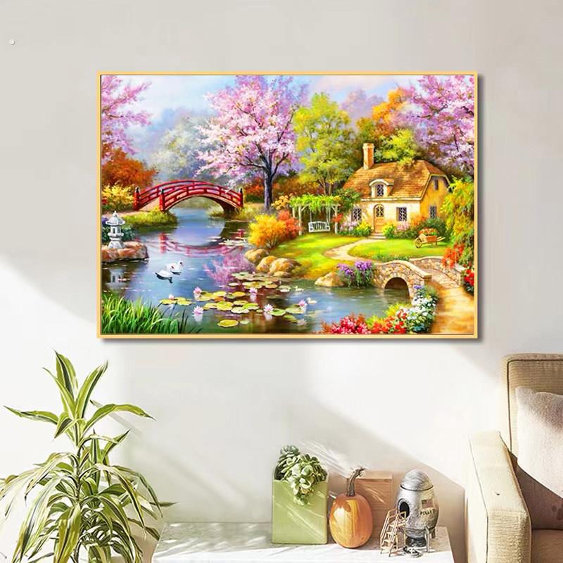 钻石画2024新款田园风景十字绣水钻贴画客厅梦幻家园满钻砖石秀
