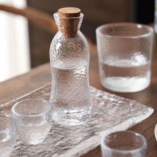 复古透明钻石玻璃清酒黄酒温酒器套装酒壶家用果酒白酒杯分酒具