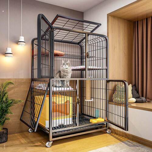 大型免装猫舍城堡 多层式猫笼屋 开放式猫砂盆组合 猫咪室内活动