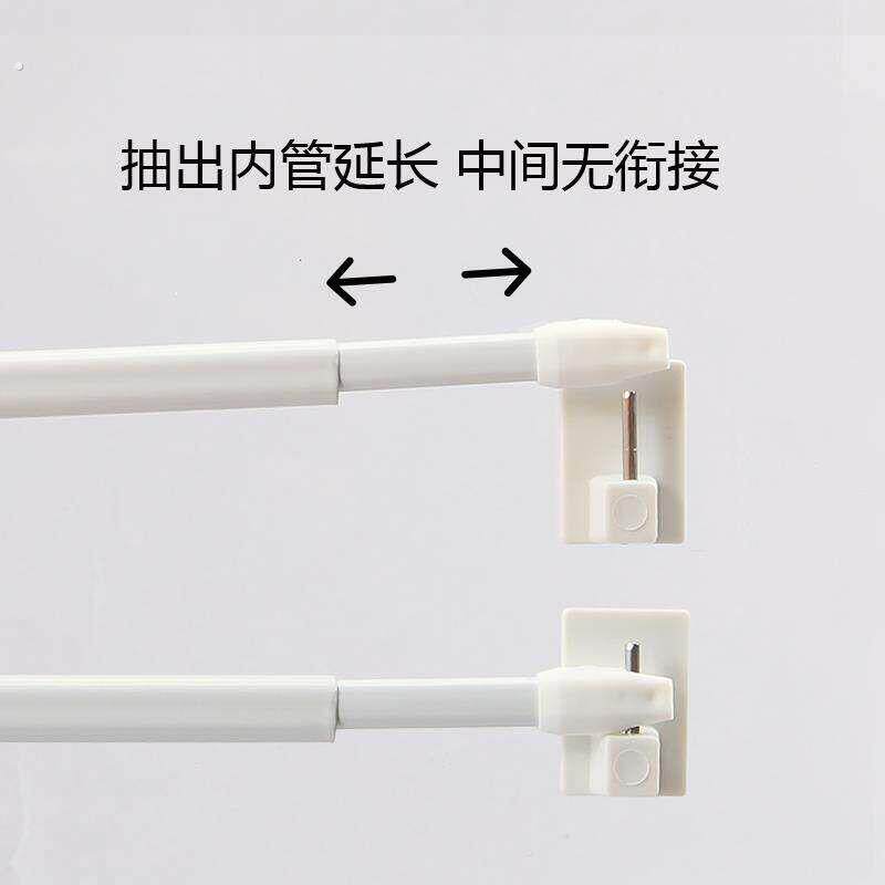 绷纱杆免打孔窗帘半帘超细扁杆黏钩式伸缩杆咖啡帘内开门帘伸缩杆