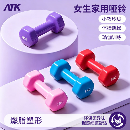 ATK小哑铃女士瘦身健身家用器材哑铃2kg一对实心铸铁提壶男士锻炼