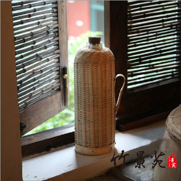 手编竹制品 仿古竹壳暖瓶竹编天然热水瓶罩 青蔑开水瓶壳套