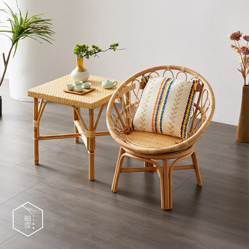 复古可旋转天然真藤椅摇椅儿童藤编小椅子家用靠背椅编织单人休闲,住宅家具,圈椅,淘宝优惠券,粉丝福利购,淘宝优惠卷