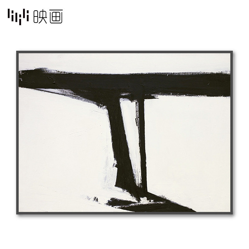 黑白装饰画抽象油画样板房餐厅背景墙挂画玄关壁画过道走廊艺术画