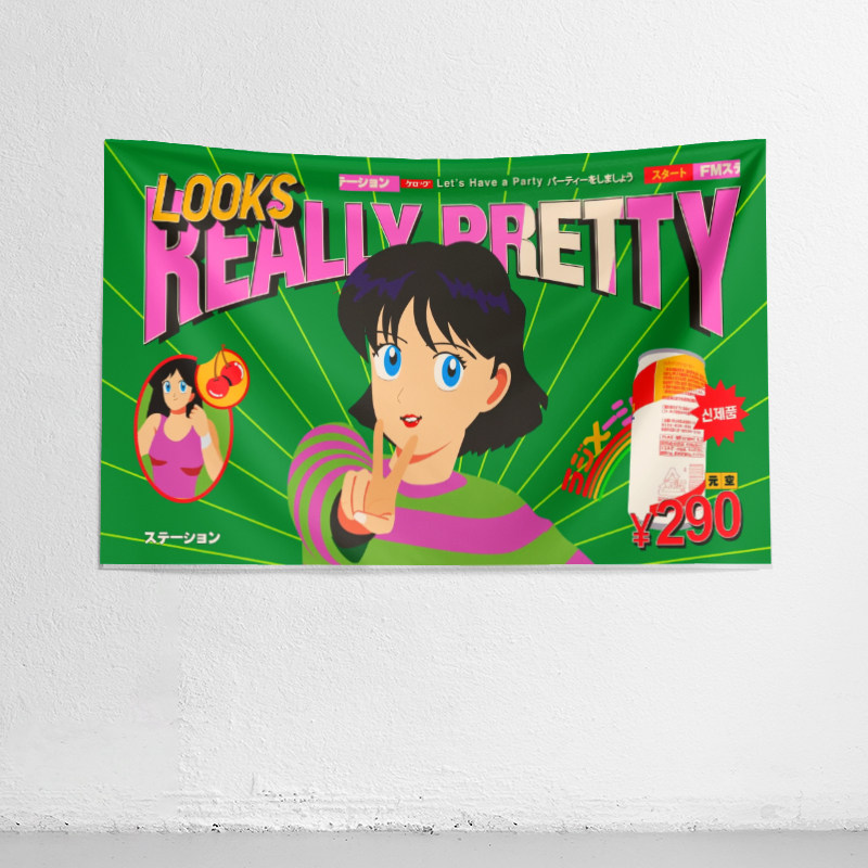 日系复古蒸汽波挂布墙面装饰画布活动氛围布置背景布宿舍打造壁饰,居家布艺,挂毯/壁毯,淘宝优惠券,粉丝福利购,淘宝优惠卷